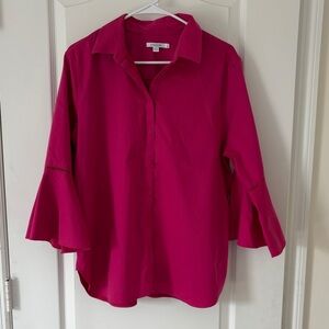 Chico's Fuchsia Button-Front Bell Sleeve Shirt